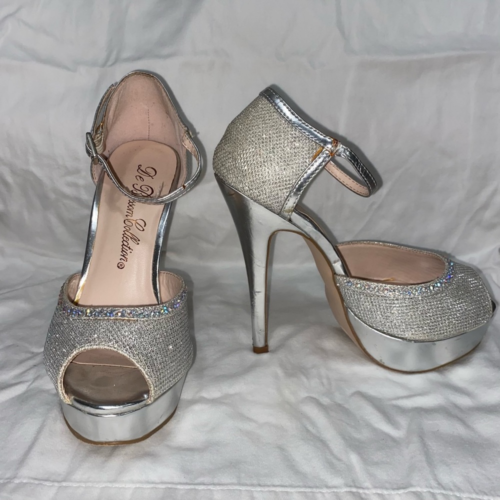 Rhinestone open-toed heels